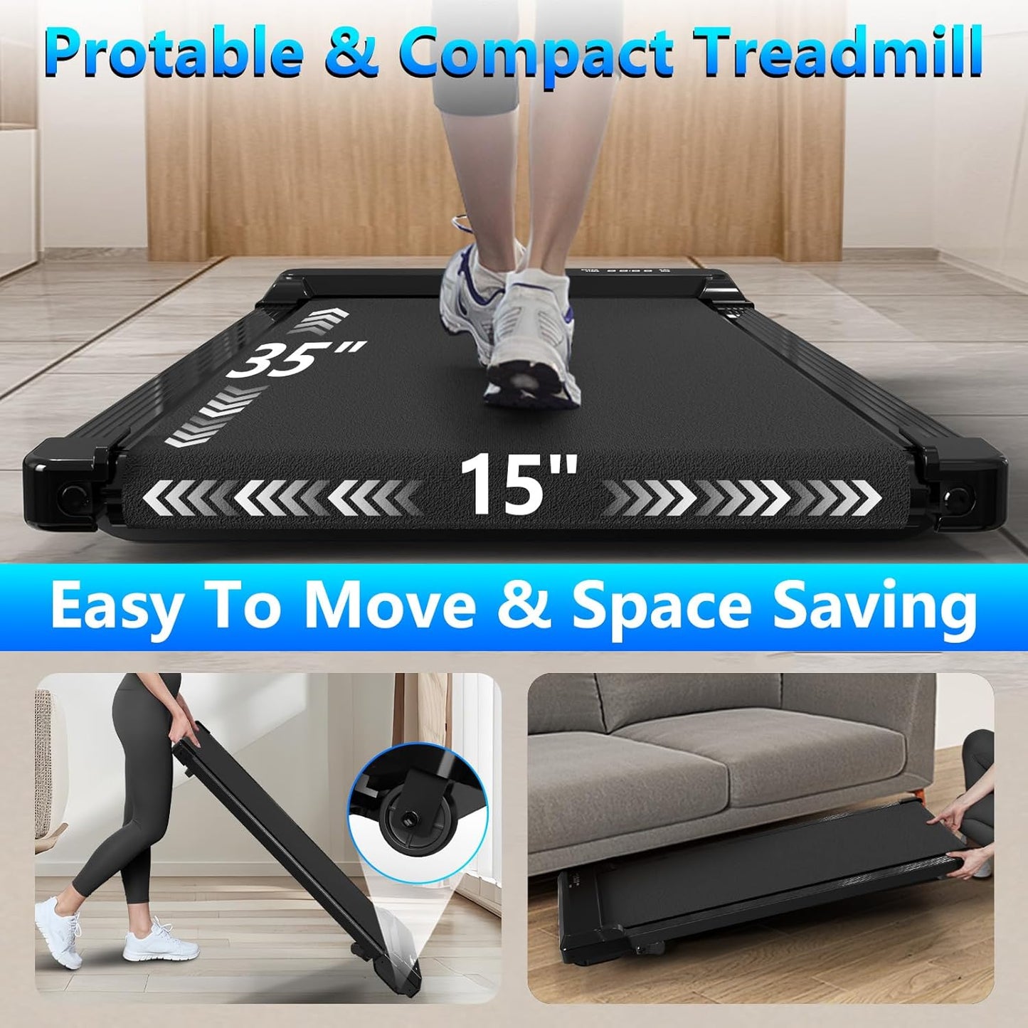 3-in-1 Walking Pad with Incline,5% Manual Incline Portable Walking Pad Treadmill for Home & Office,2.5 HP Under Desk Treadmill with Remote Control,No Assembly