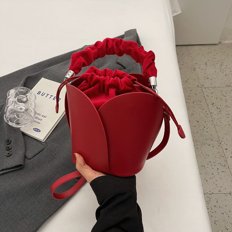 Womens PU Bucket Tote Crossbody Bag