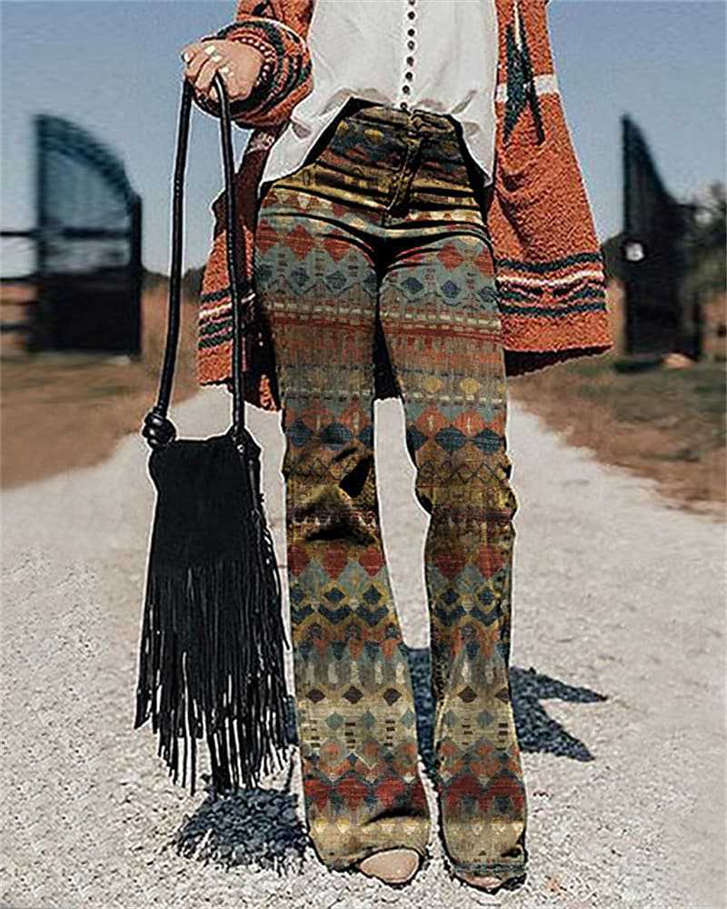 Women's Pants 3D Printed Wide-leg Pants Loose Casual