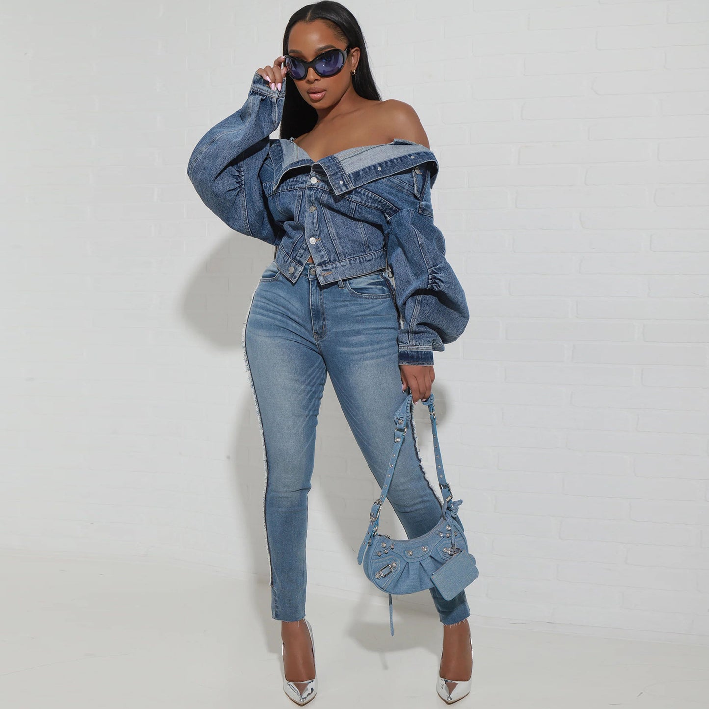 Y2g Style Irregular Two-way Wear Denim Coat