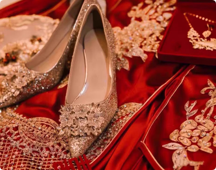 Xiuhe Wedding Dress, Two Wearing Crystal Shoes, Bridal Shoes, Female
