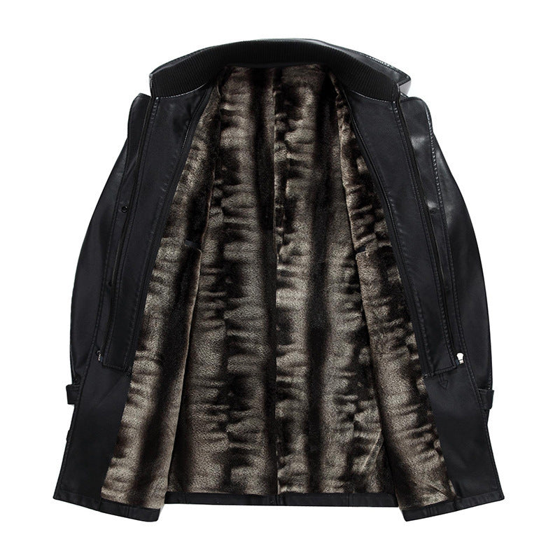 Men's mid-length leather 3/4 jacket