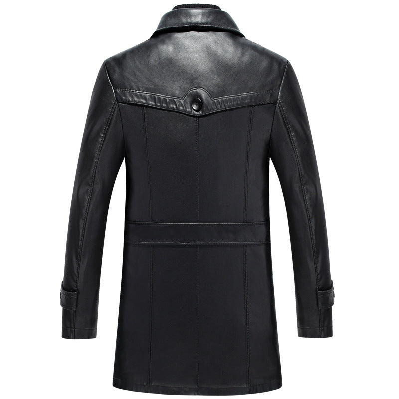 Men's mid-length leather 3/4 jacket