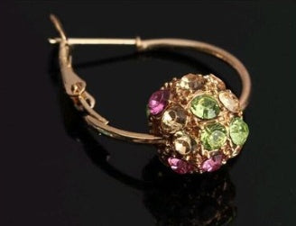 Color full diamond drill ball Shambhala earrings Earrings Diamond earrings