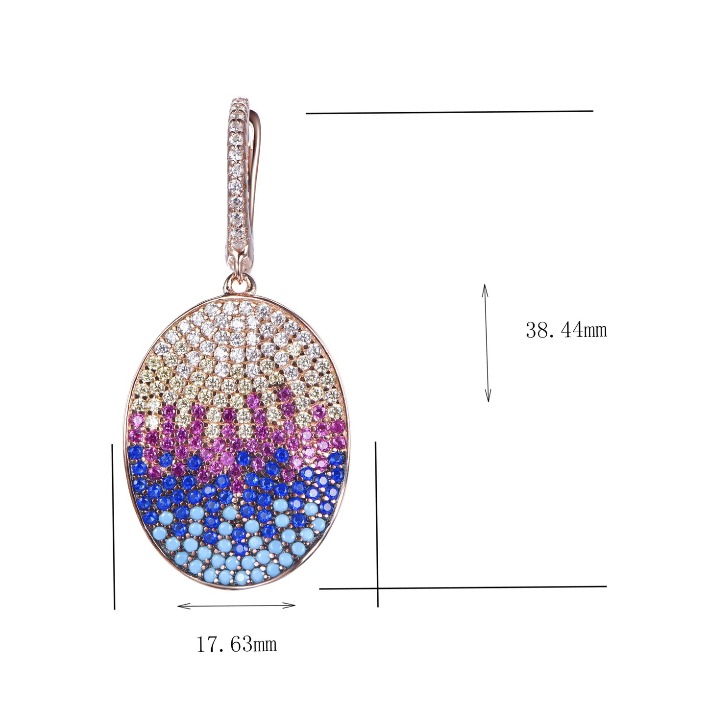 KOSE 925 Sterling Silver Rainbow Sparkle CZ Diamond Turquoise Amethyst Earrings Women's Luxury Wholesale Fine Jewelry Earrings