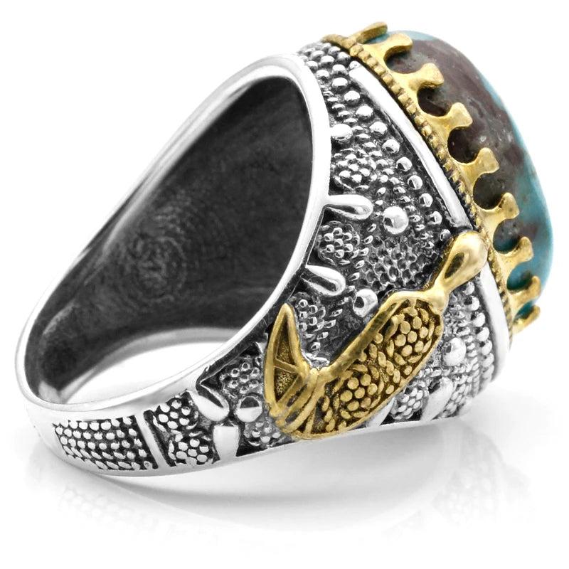 Hot Big Stone Ring 925 Sterling Silver Jewelry Men's Ring 925 Sterling Silver Inlay Natural natural stone Ring Natural s Jewelry