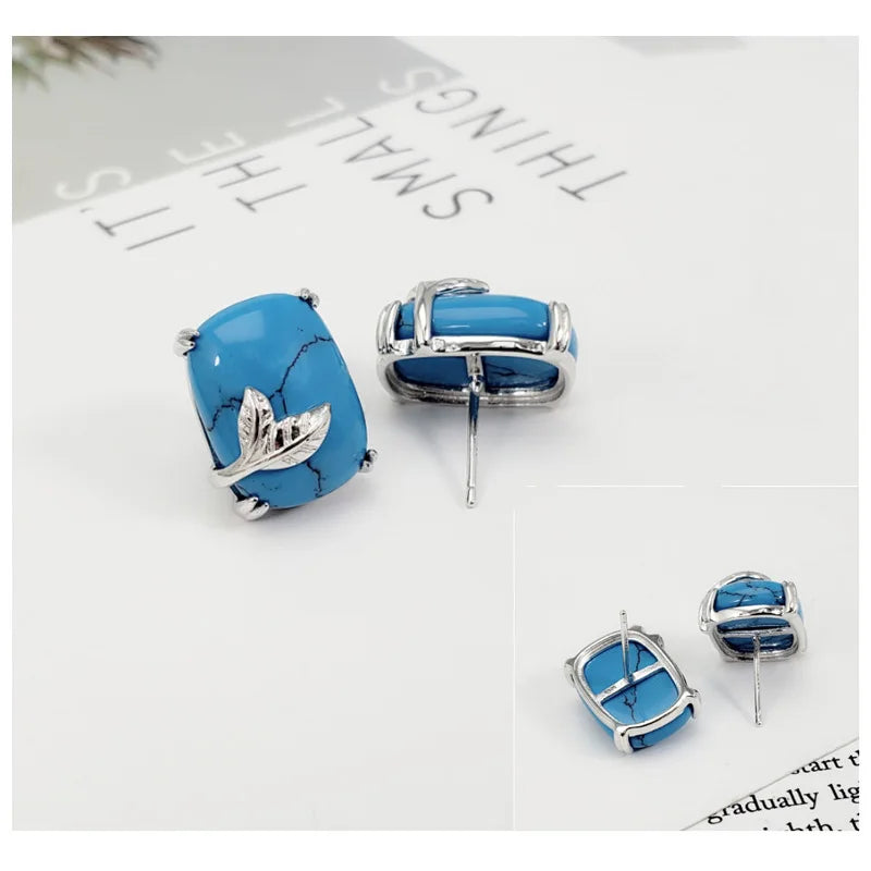 Genuine Solid Sterling Silver 925 Jewelry Set Antique Bohemia Ethnic Accessories For Women With Natural Stone Jewelry