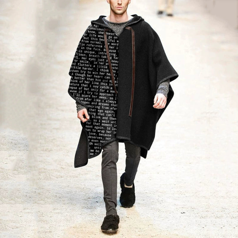 Ethnic Style Loose Casual Poncho Shawl Pullover Cape Woolen Jacket Men's Trendy Men's Cloak Jacket