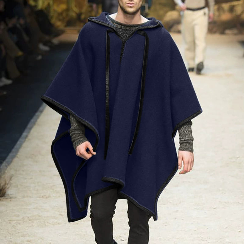 Ethnic Style Loose Casual Poncho Shawl Pullover Cape Woolen Jacket Men's Trendy Men's Cloak Jacket