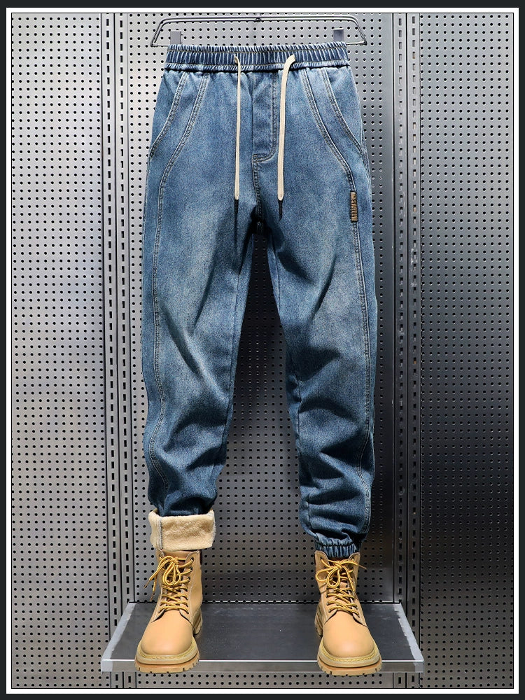 Autumn and Winter Cold Protection Heattech with Velvet Men Denim