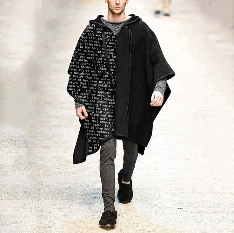 Ethnic Style Loose Casual Poncho Shawl Pullover Cape Woolen Jacket Men's Trendy Men's Cloak Jacket