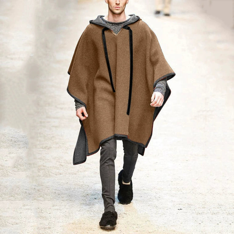 Ethnic Style Loose Casual Poncho Shawl Pullover Cape Woolen Jacket Men's Trendy Men's Cloak Jacket