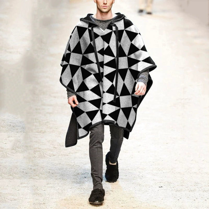 Ethnic Style Loose Casual Poncho Shawl Pullover Cape Woolen Jacket Men's Trendy Men's Cloak Jacket