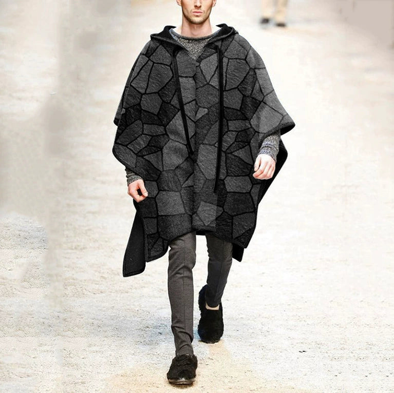 Ethnic Style Loose Casual Poncho Shawl Pullover Cape Woolen Jacket Men's Trendy Men's Cloak Jacket