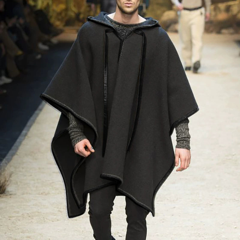 Ethnic Style Loose Casual Poncho Shawl Pullover Cape Woolen Jacket Men's Trendy Men's Cloak Jacket