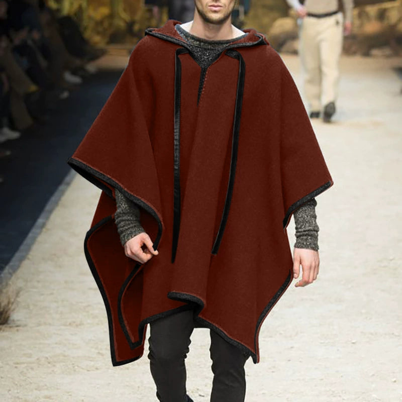 Ethnic Style Loose Casual Poncho Shawl Pullover Cape Woolen Jacket Men's Trendy Men's Cloak Jacket
