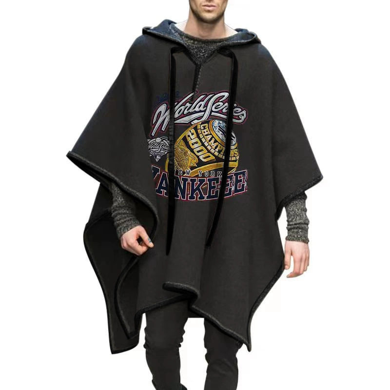 Ethnic Style Loose Casual Poncho Shawl Pullover Cape Woolen Jacket Men's Trendy Men's Cloak Jacket