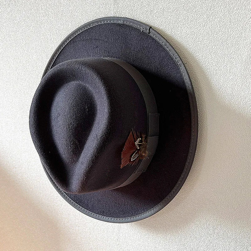 Handmade Feathers Felt Fedora Hat Vintage Men