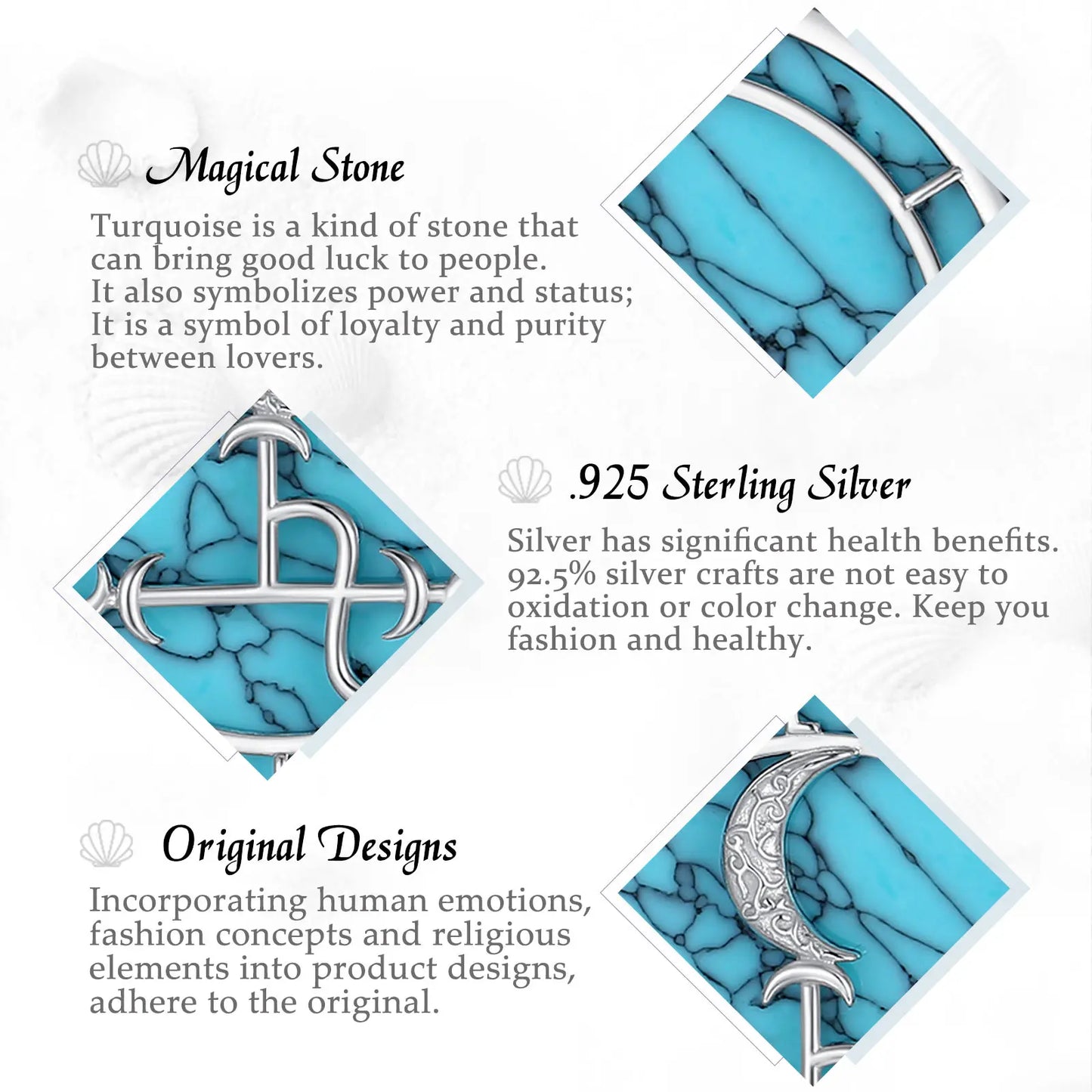 Eudora 925 Sterling Silver Lilith Moon Necklace for Women Man Turquoise Demon Lilith Sigil Amulet Pendant Personality Jewelry