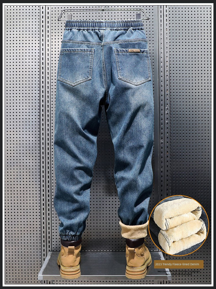 Autumn and Winter Cold Protection Heattech with Velvet Men Denim