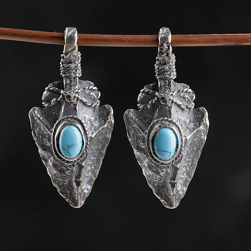 BOCAI S925 Sterling Silver Pendants for Women Men New Fashion Winding Wires Meteorite Arrow Turquoise Punk Jewelry Free Shipping