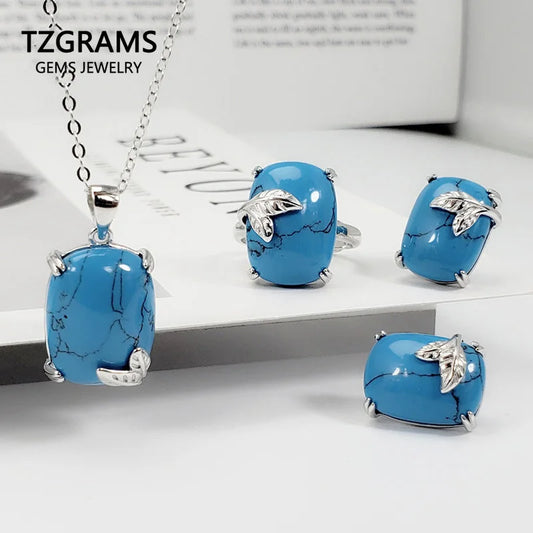 Genuine Solid Sterling Silver 925 Jewelry Set Antique Bohemia Ethnic Accessories For Women With Natural Stone Jewelry