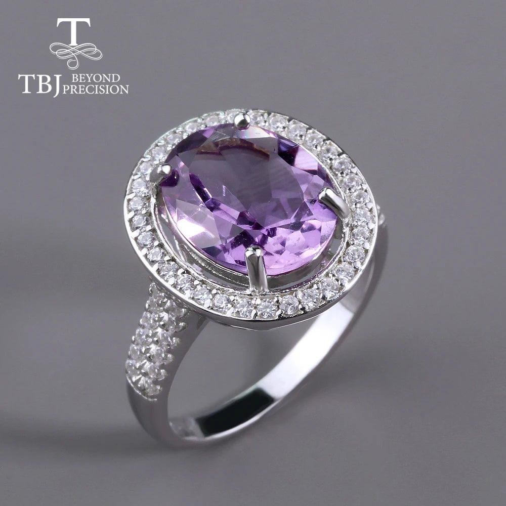 Natural South African Amethyst Gemstone Ring 925 Sterling Silver Classic design of fine jewelry for women gift