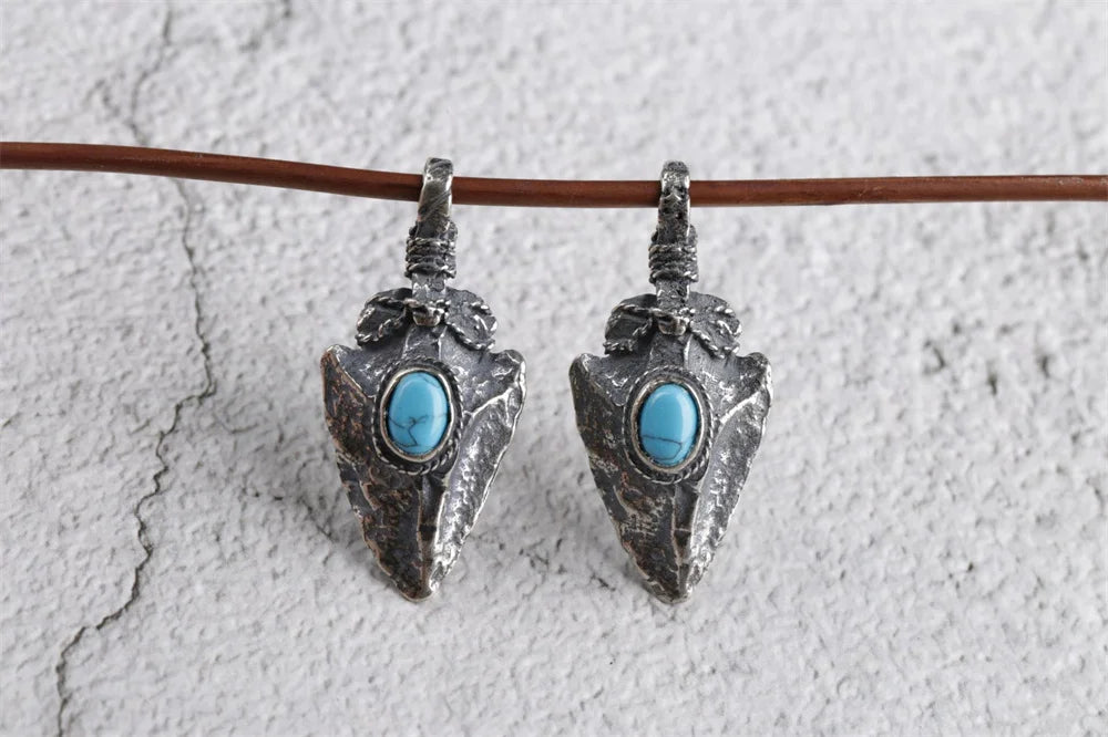 BOCAI S925 Sterling Silver Pendants for Women Men New Fashion Winding Wires Meteorite Arrow Turquoise Punk Jewelry Free Shipping
