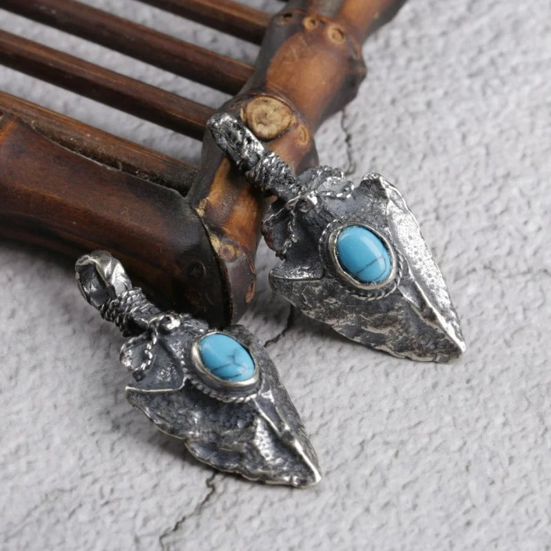 BOCAI S925 Sterling Silver Pendants for Women Men New Fashion Winding Wires Meteorite Arrow Turquoise Punk Jewelry Free Shipping