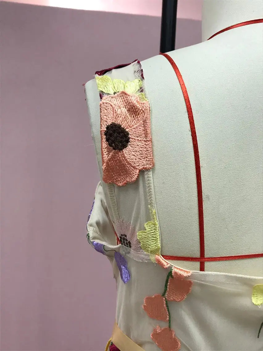 3D Flowers Mesh Lace Dress