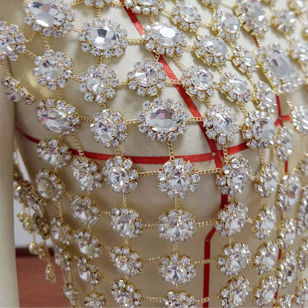 Rhinestone Gold Body Chain