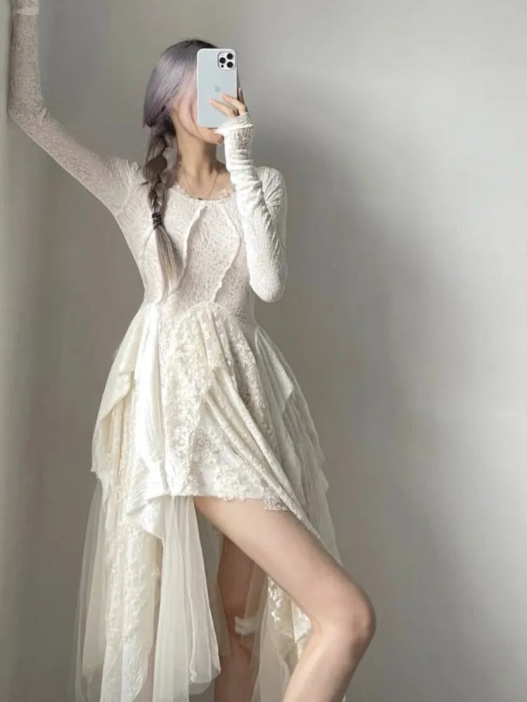 French Vintage Elegant Lace Dress Women
