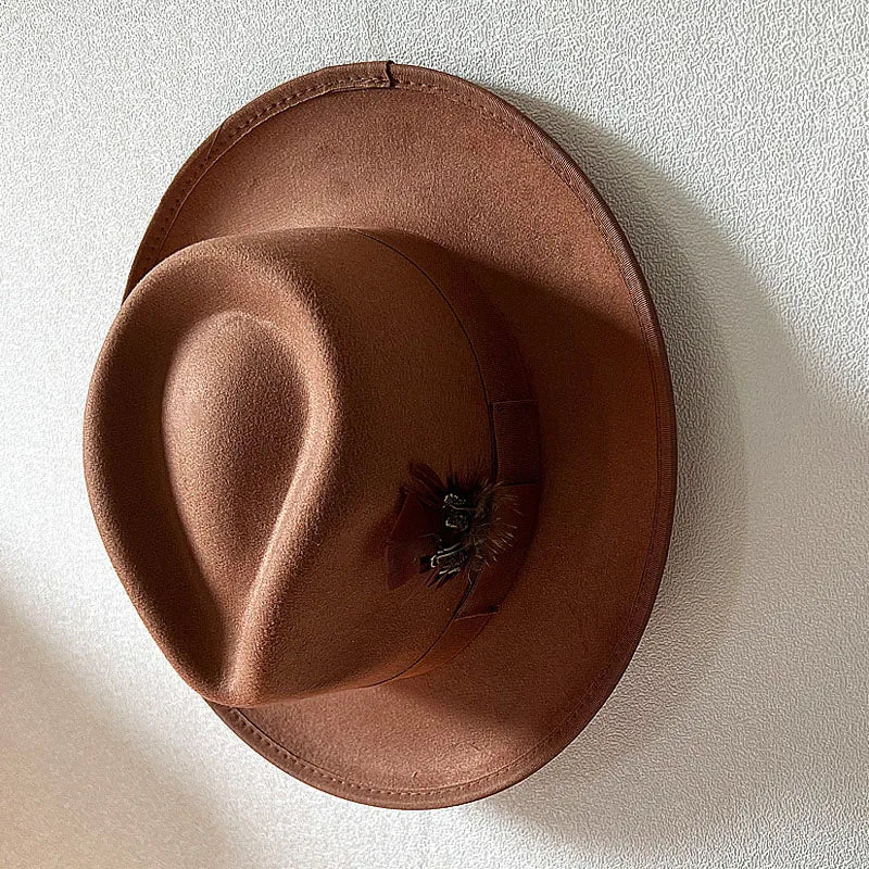 Handmade Feathers Felt Fedora Hat Vintage Men