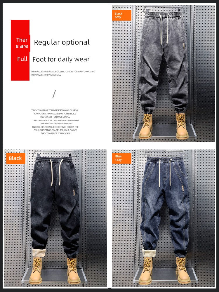 Autumn and Winter Cold Protection Heattech with Velvet Men Denim