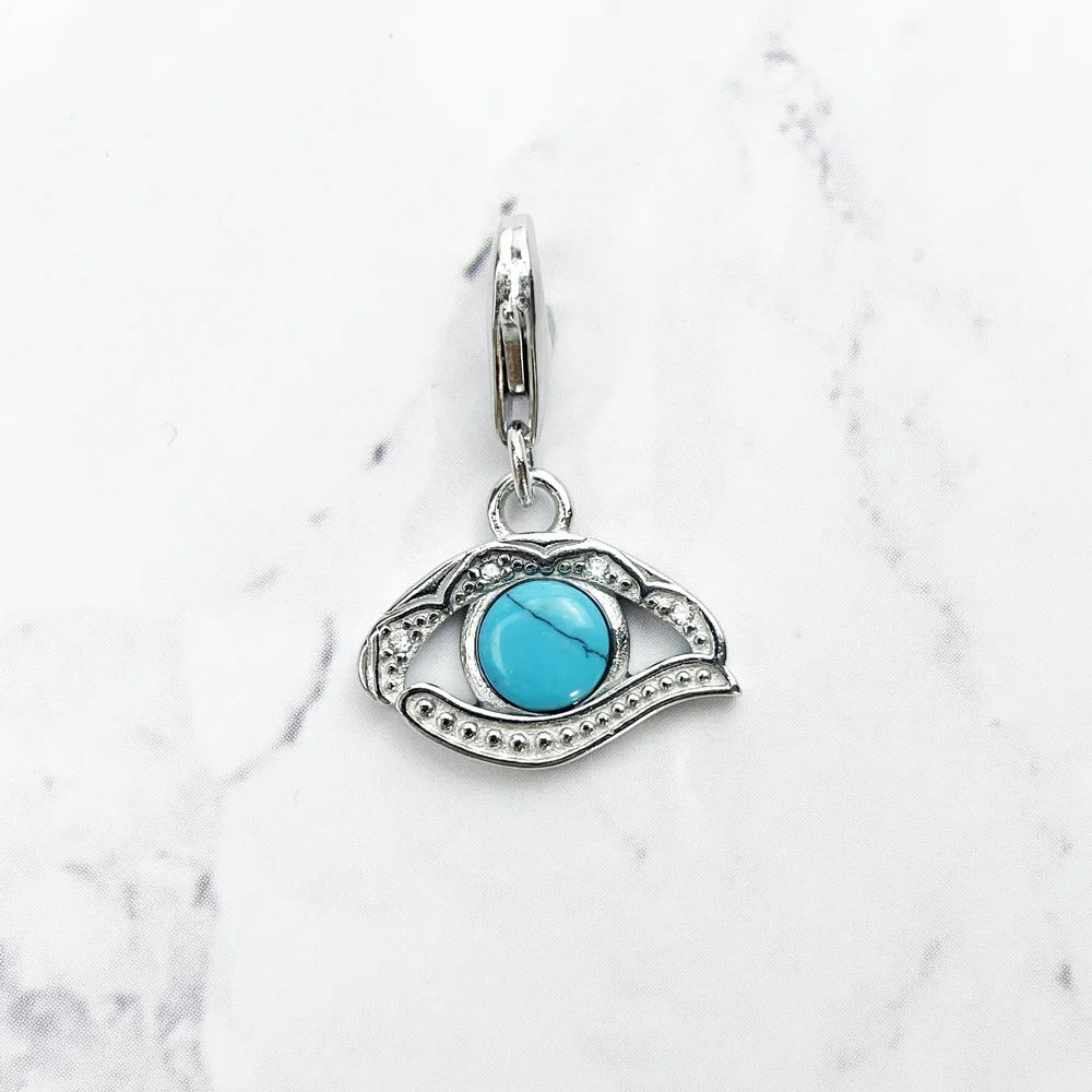 Charms Pendant Amulet Blue Horus Eyes 925 Sterling Silver Turquoise Fine Jewelry Accessories Fit Bracelet Necklace For Woman Man