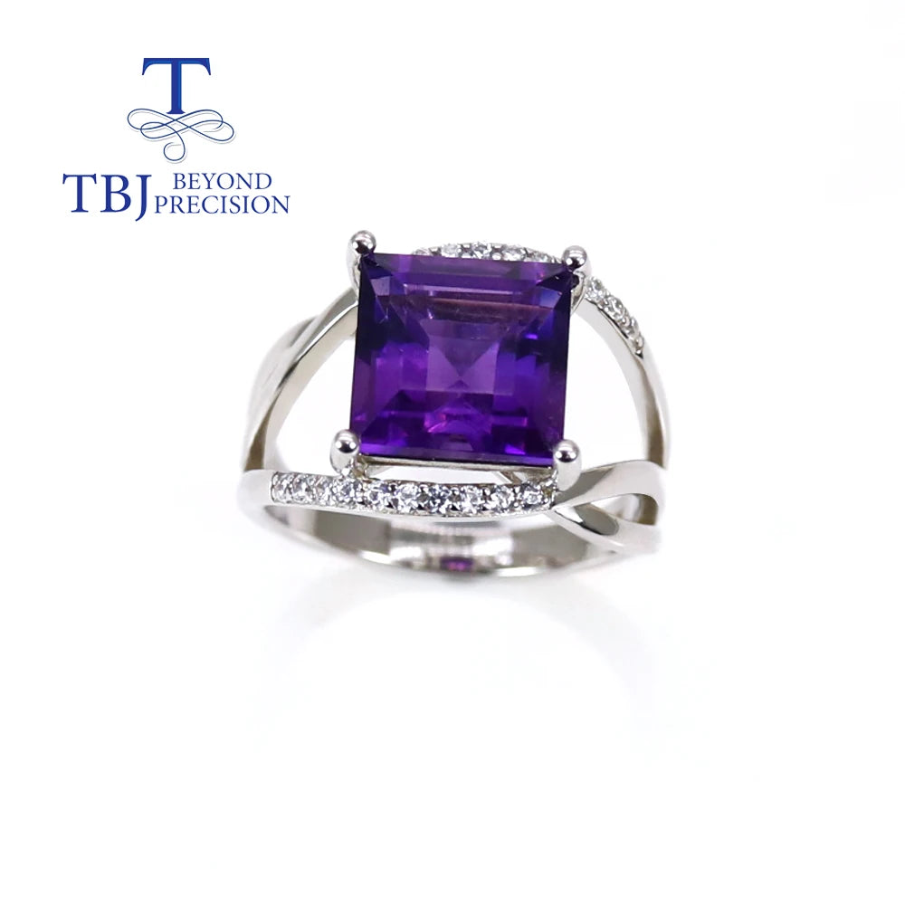 Natural African amethyst gemstone ring fashion design 925 sterling silver fine jewelry for women party wear