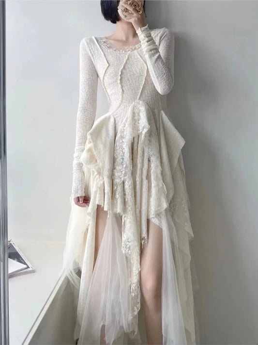 French Vintage Elegant Lace Dress Women