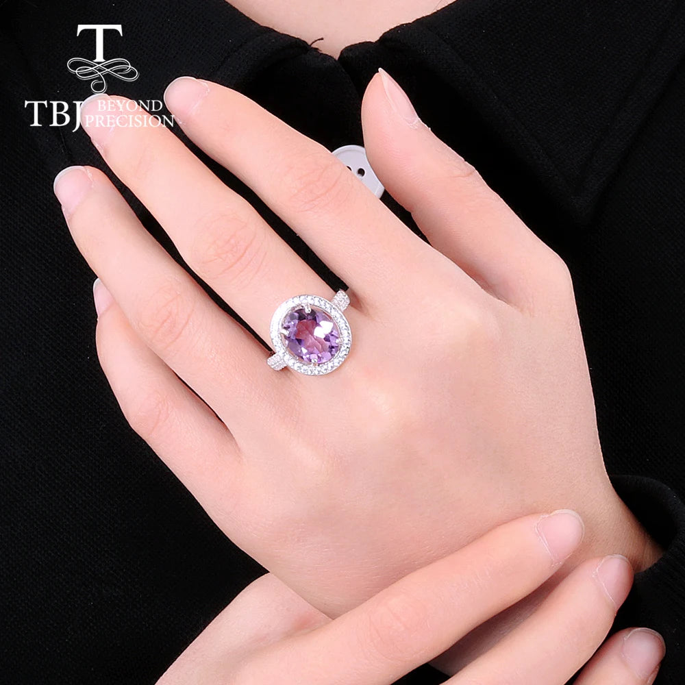 Natural South African Amethyst Gemstone Ring 925 Sterling Silver Classic design of fine jewelry for women gift