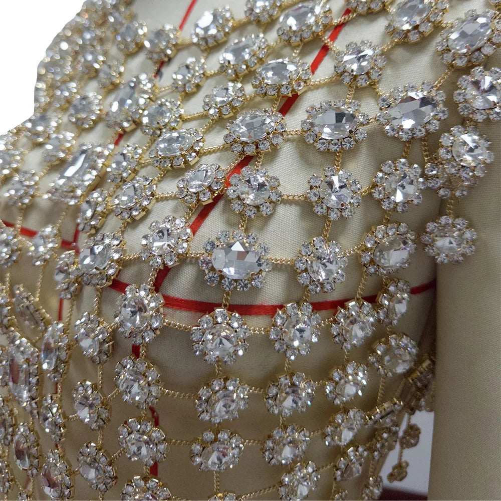 Rhinestone Gold Body Chain
