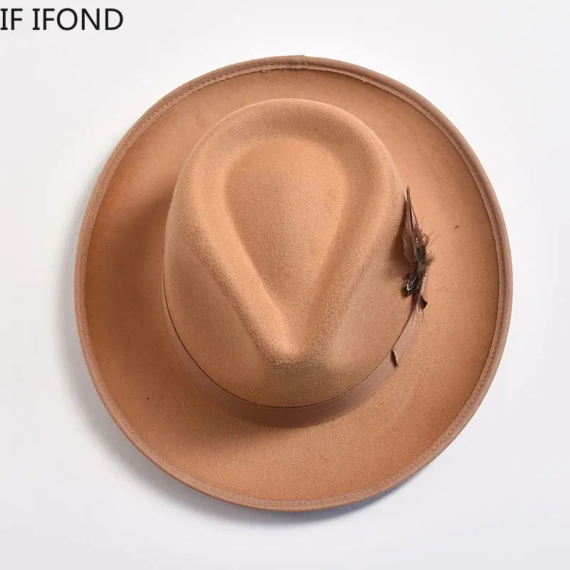 Handmade Feathers Felt Fedora Hat Vintage Men