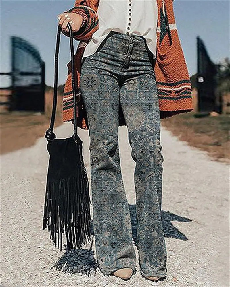 Women's Pants 3D Printed Wide-leg Pants Loose Casual