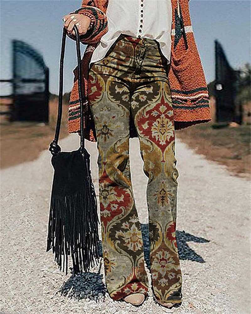 Women's Pants 3D Printed Wide-leg Pants Loose Casual