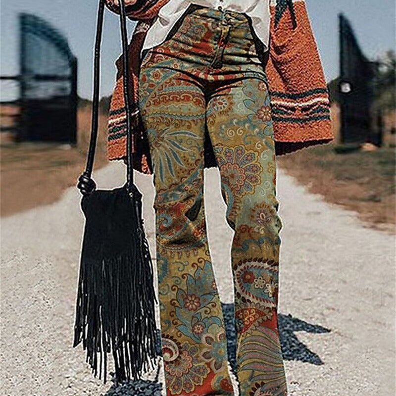Women's Pants 3D Printed Wide-leg Pants Loose Casual