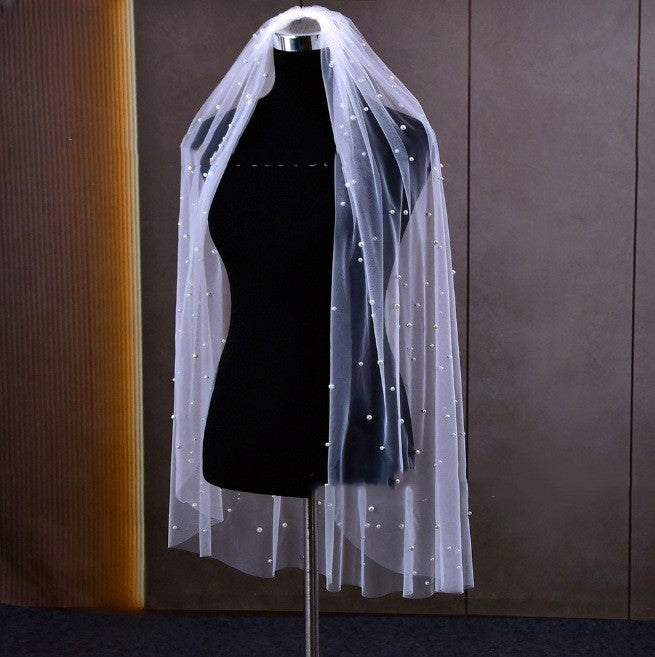 Pearl Bridal Veil Mid-length Fashion High-end Sense