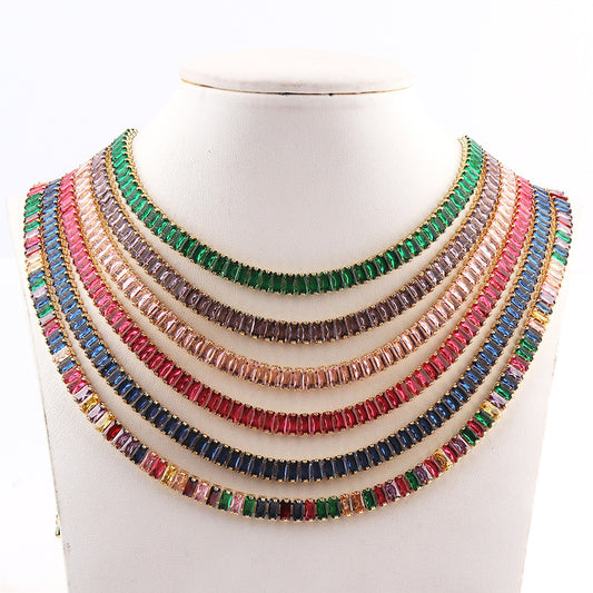 High-grade Temperament Pure Color Colorful Crystals Zircon Necklace